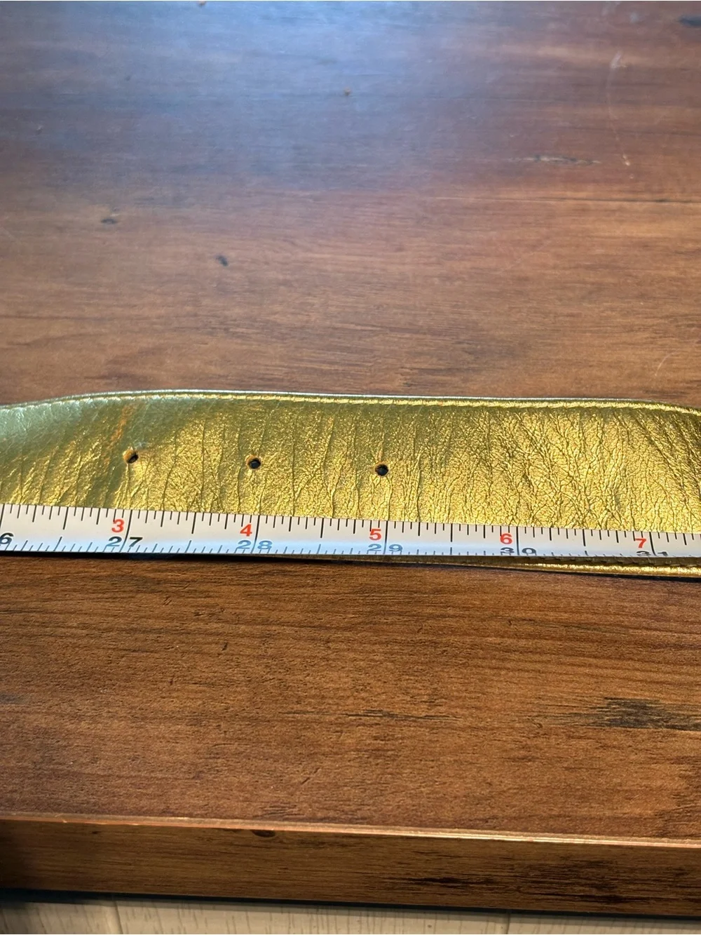 Vintage Charles Jourdan Metallic Gold Faux Leather Belt with Square Buckle 28